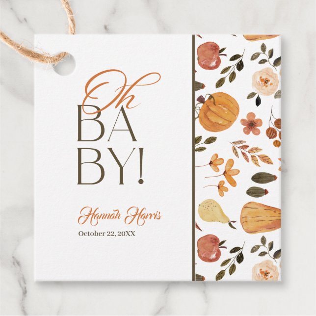 Fall Theme Baby Shower  Gåvor Etiketter (Framsida)