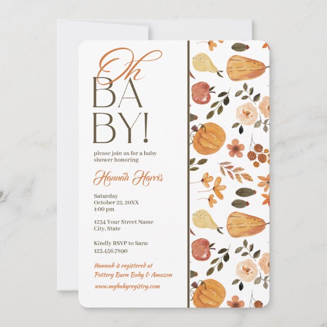 Fall Theme Baby Shower Invitation Inbjudningar (Framsida)