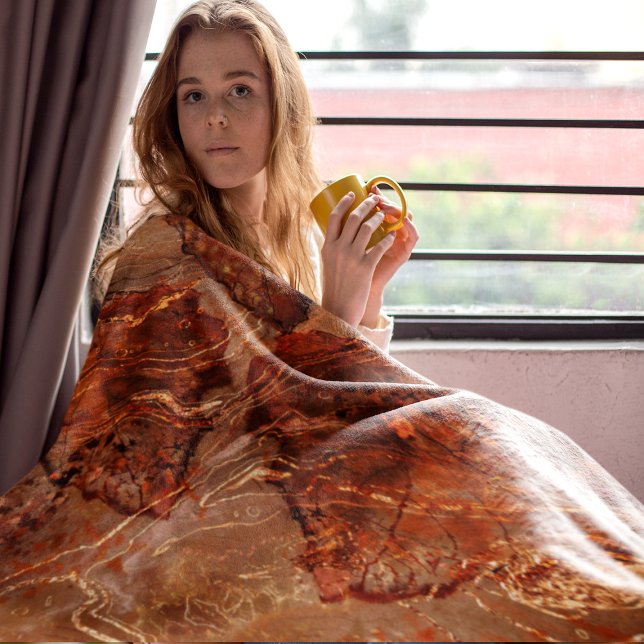 Fall Theme Lövs Terracotta Fleecefilt (Fall Theme Leaves Terracotta Fleece Blanket girl mockup)