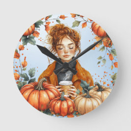 Fall themed Wall Clock Rund Klocka