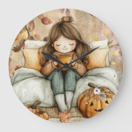 Fall Themed, Warm and Cozy Wall Clock Stor Klocka