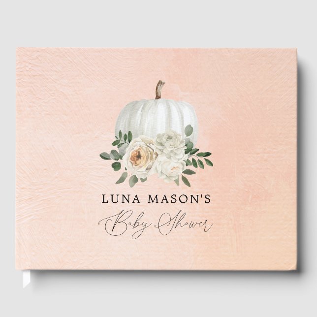 Fall Themsen Pumpkin Baby Shower Guest Bok (Framsida)