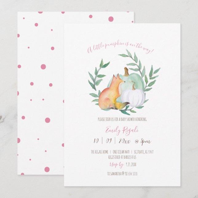 Fall ThGoded Baby Shower Inbjudningar (Fram/baksida)