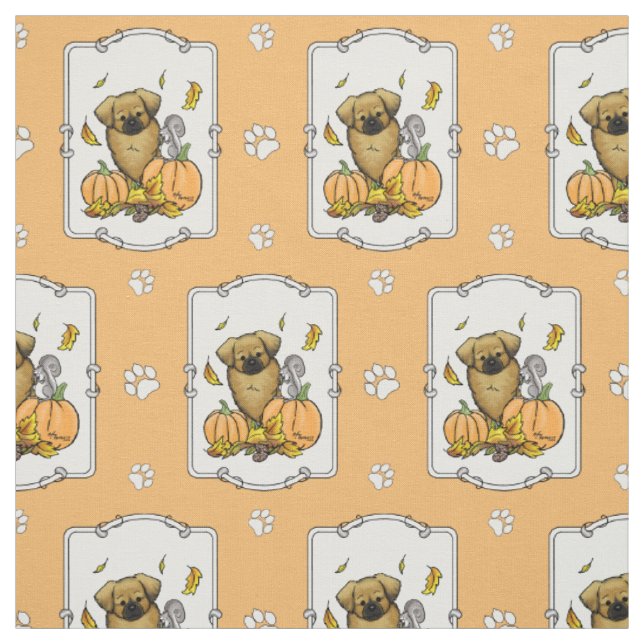 Fall Tibetansk spanjor (Brown) Hund Pumpkins Cute Tyg (Provkarta)