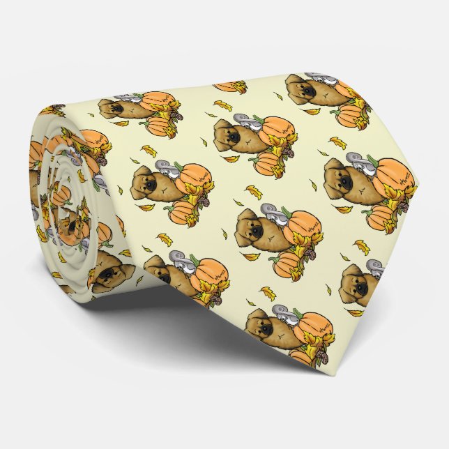 Fall Tibetansk spanjor (Brown) Hund Pumpkins Rolig Slips (Rullad)