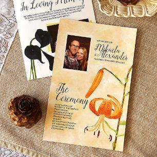 Fall Tiger Lilies Bröllop Ceremony-programmet