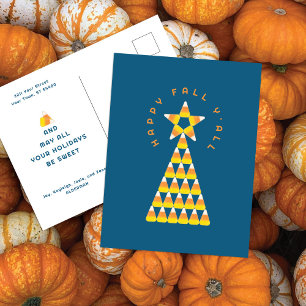 Fall till jul postkort Teal – Candy Corn Tree Vykort