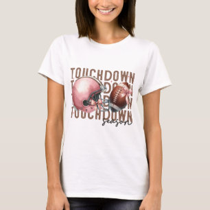 FALL TOUCHDOWN FALL ROSA HELMET OCH FOOTBALL T SHIRT