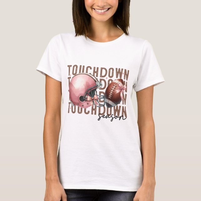 FALL TOUCHDOWN FALL ROSA HELMET OCH FOOTBALL T SHIRT (Framsida)