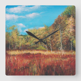 Fall Träd Blå himmel Art Fyrkantig Klocka