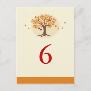 Fall Träd Bordsnummer Card