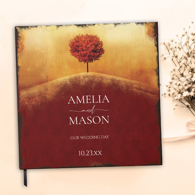 Fall Träd Elegant bröllop Guestbook Gästböcker (Fall Wedding Guestbook)