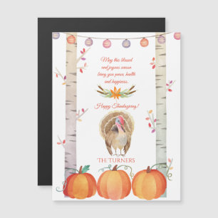 Fall Träd Pumpkins Turkey Happy thanksgiving Magnetisk Inbjudningskort