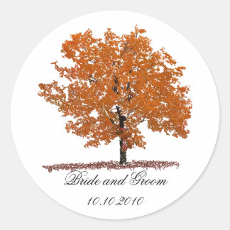 Fall träd runt klistermärke