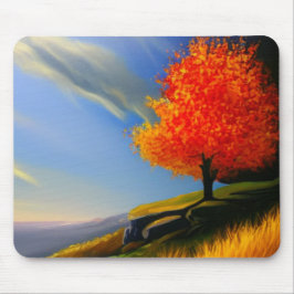 Fall Träd vid Ocean Mousepad Musmatta