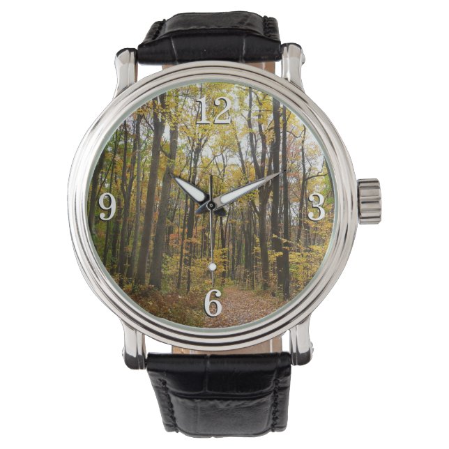 Fall Trail och Golden Löv i Laurel Backe Park Armbandsur (Framsida)