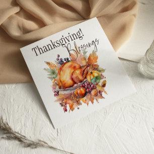 Fall Turkey Blessings Bord Thanksgiving-kort