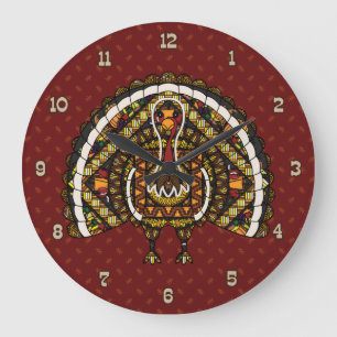 Fall Turkey Clock Stor Klocka