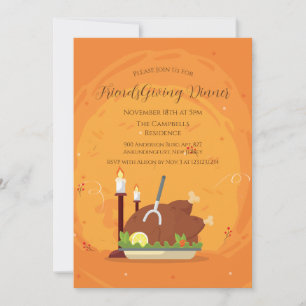 Fall Turkey Friendsgiving Middagsinbjudan Inbjudningar