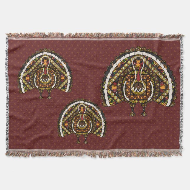 Fall Turkey Throw Blanket Mysfilt (Framsidan)