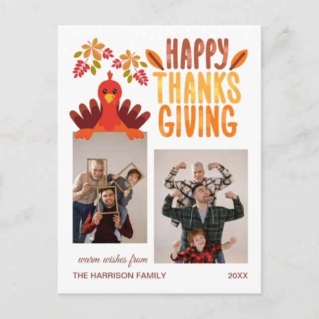 Fall Turkiet Happy thanksgiving 2 Foton Vykort (Framsida)