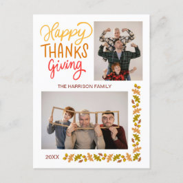 Fall Turkiet Happy thanksgiving 2 Foton Vykort