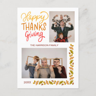 Fall Turkiet Happy thanksgiving 2 Foton Vykort