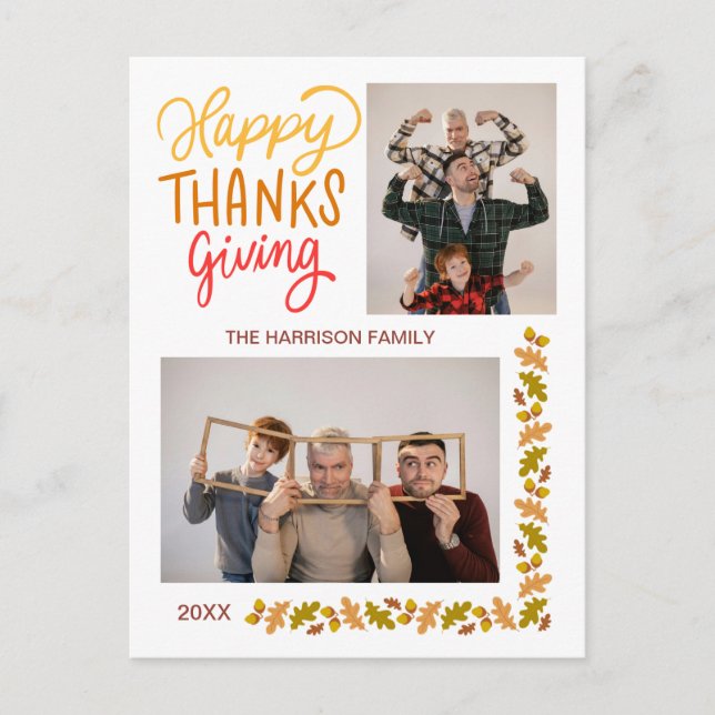 Fall Turkiet Happy thanksgiving 2 Foton Vykort (Framsida)