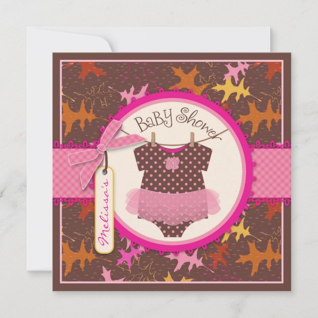 Fall Tutu och Höst löv Baby Shower Inbjudningar (Framsida)