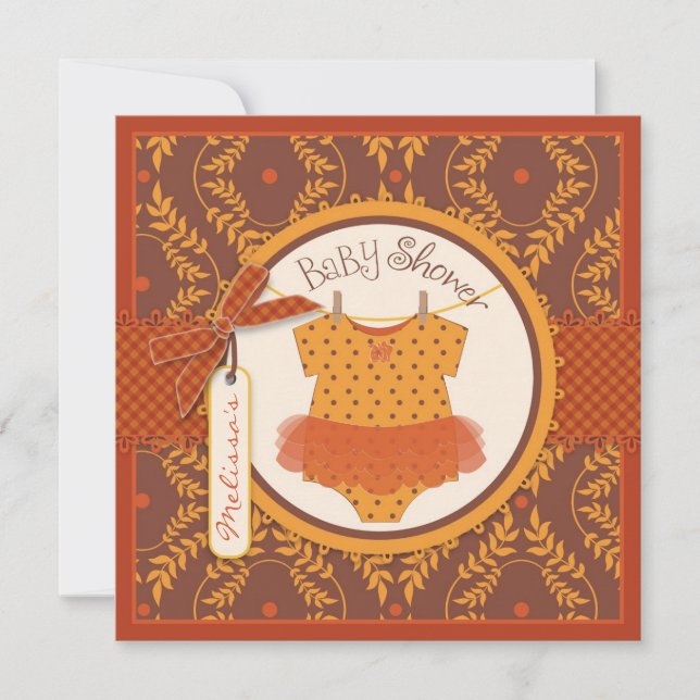 Fall Tutu- och höstkorgsstövel för spädbarn Inbjudningar (Framsida)