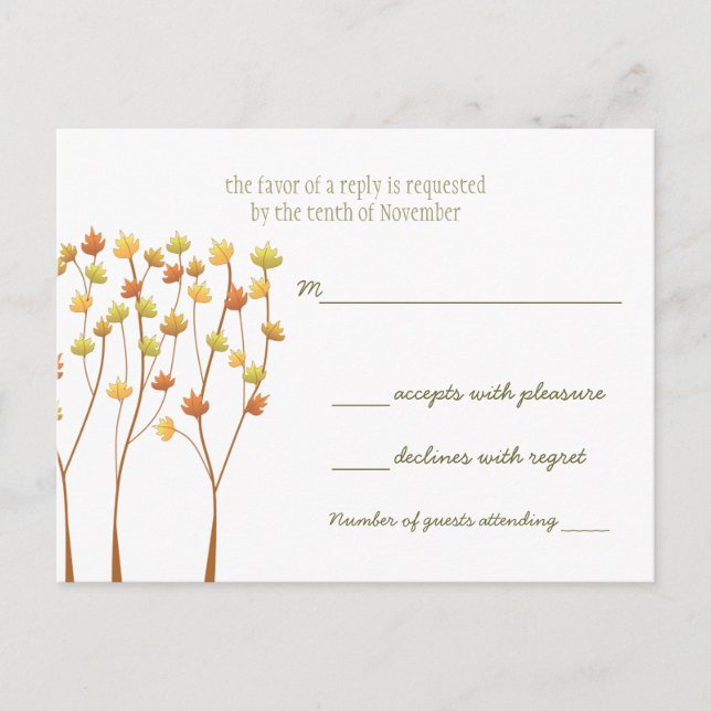 Fall Twig Träd - svarskort Inbjudan Vykort (Framsida)