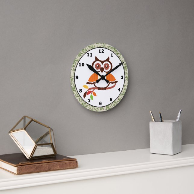Fall Uggla Clock Rund Klocka (Kontor)