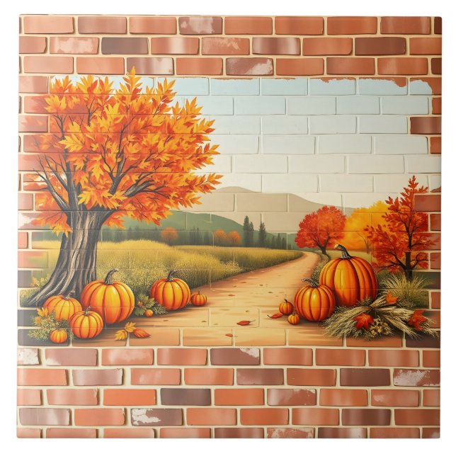 Fall vacker modern Happy thanksgiving Kakelplatta (Framsidan)