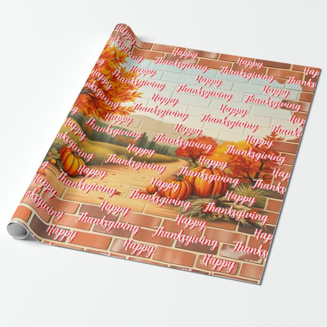 Fall vacker modern Happy thanksgiving Presentpapper (Utrullad)