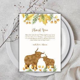 Fall Vår Boho Highland Cow Baby Shower Tack Kort