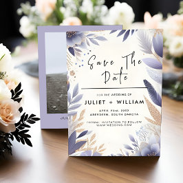 Fall Vår Plum Lavender Sage Bröllop Spara Datumet