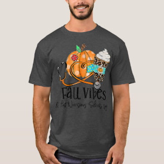 Fall Vibes and Nursing School Life Pumpkin Leopard T Shirt
