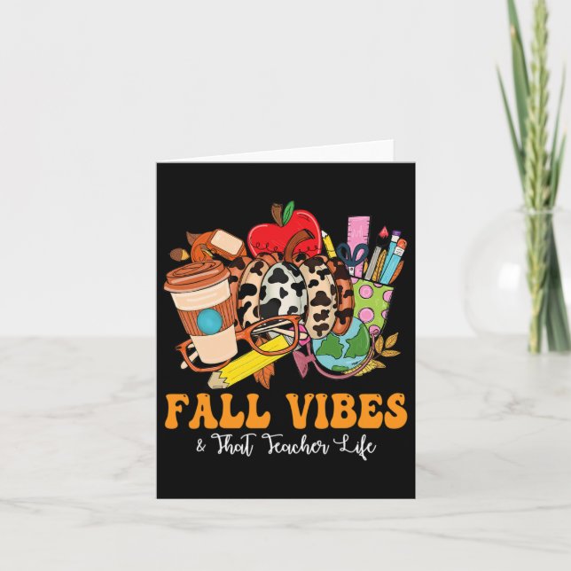 Fall Vibes att lärare Life Leopard Pumpkin Fall Kort (Framsida)