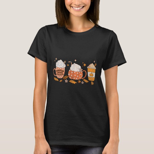 Fall Vibes Autumn Pumpkin Spice Coffee T Shirt (Framsida)