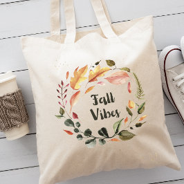 Fall Vibes Autumn Watercolor Tote Bag Tygkasse