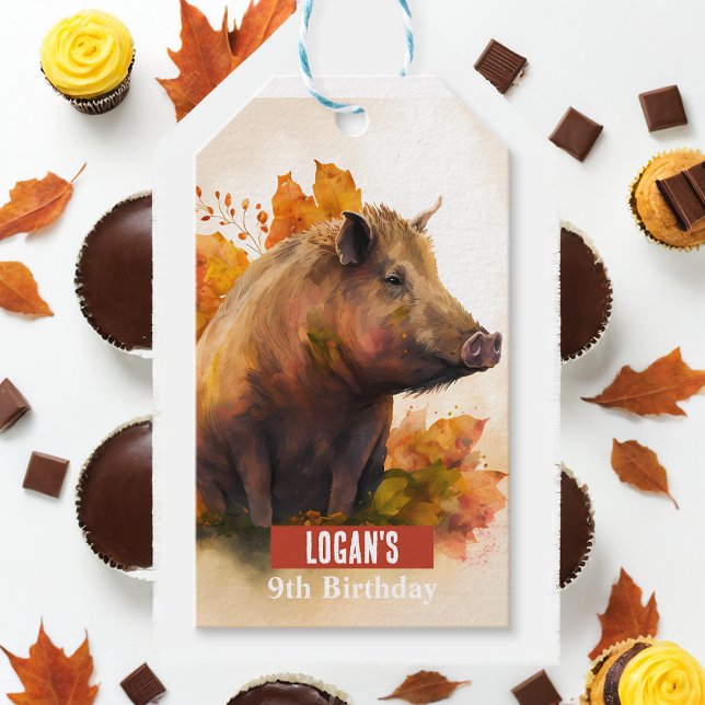 Fall vibes Boar - Födelsedagsfest - Presentetikett (Skapare uppladdad)