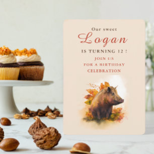 Fall vibes Boar - födelsedagsinbjudan Inbjudningar