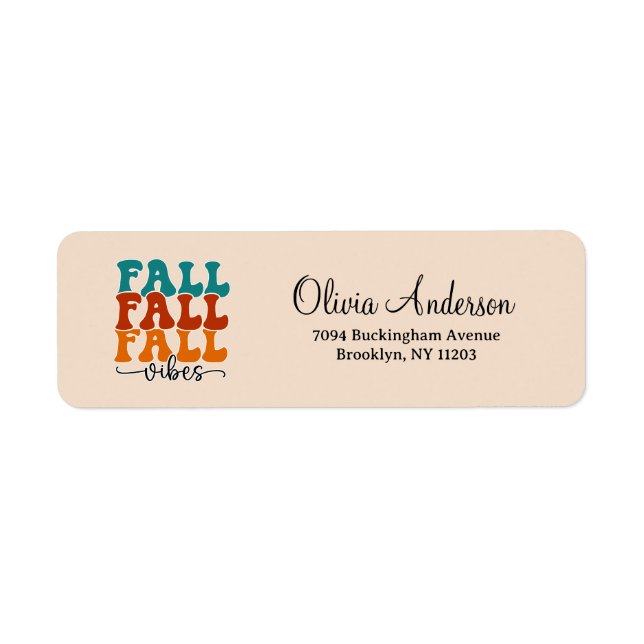 Fall Vibes Calligraphy Script-Returadress Returadress Etikett (Framsidan)