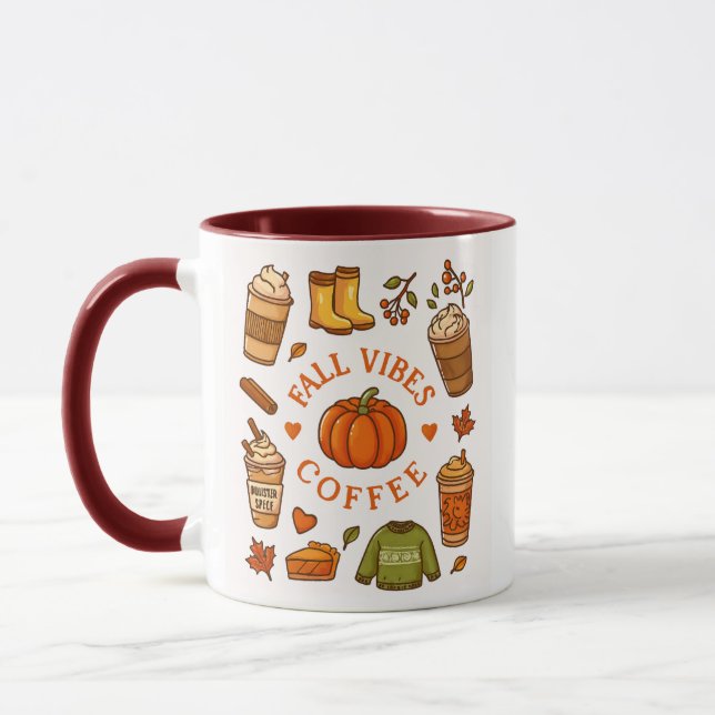 Fall Vibes Coffee Mug – Cozy Autumn Aesthetic  Mugg (Vänster)