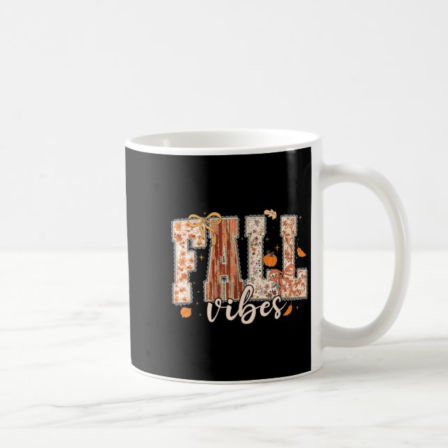 Fall Vibes Coquette Bow Pumpkin Thanksgiving Autum Kaffemugg (Höger)