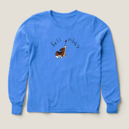 Fall Vibes Cute Corgi Blue Kids' Long-Sleeve T Shirt