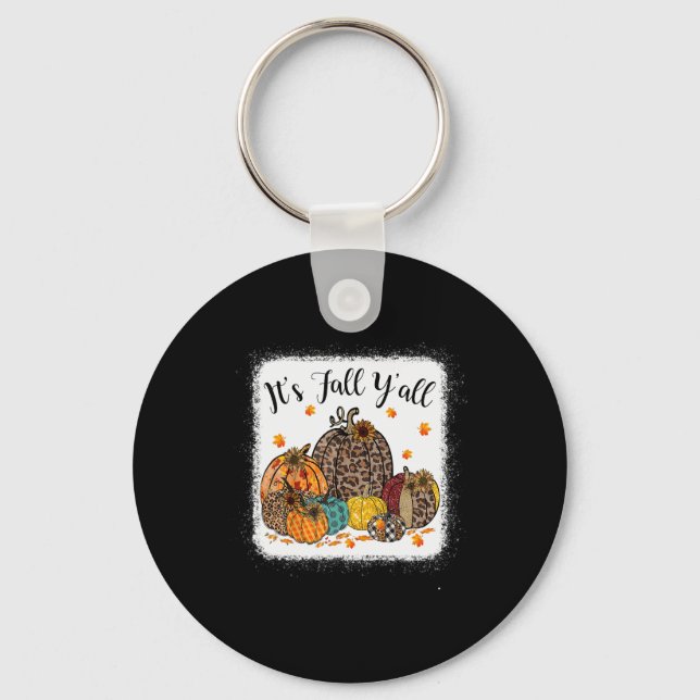 Fall Vibes Det är Fall Y'all Leopard Pumpkin Autum Nyckelring (Framsida)