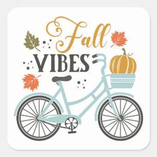 Fall Vibes efter cykel Fyrkantigt Klistermärke