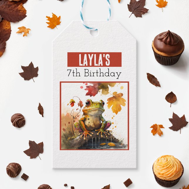 Fall vibes Frog - födelsedagen Presentetikett (Skapare uppladdad)