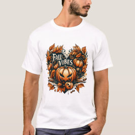 Fall Vibes Halloween Pumpkin Design T-shirt
